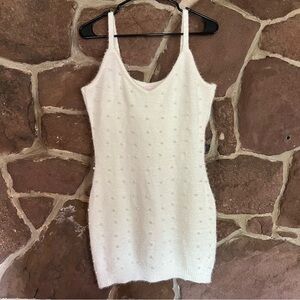 Pink Lily White Knit and Pearl Sweater Tank Dress bride